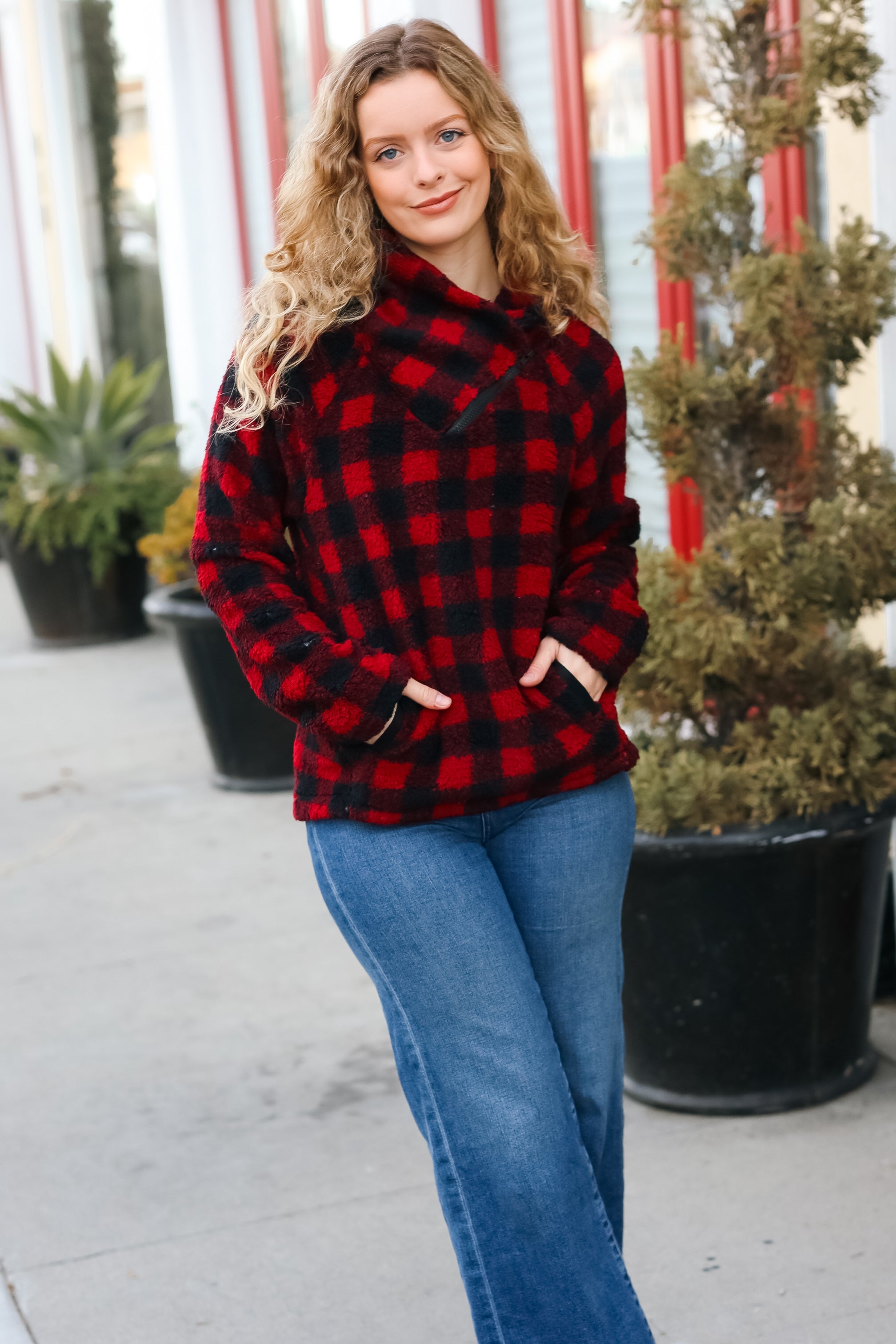 Turtleneck tartan deals asymmetrical sweatshirt