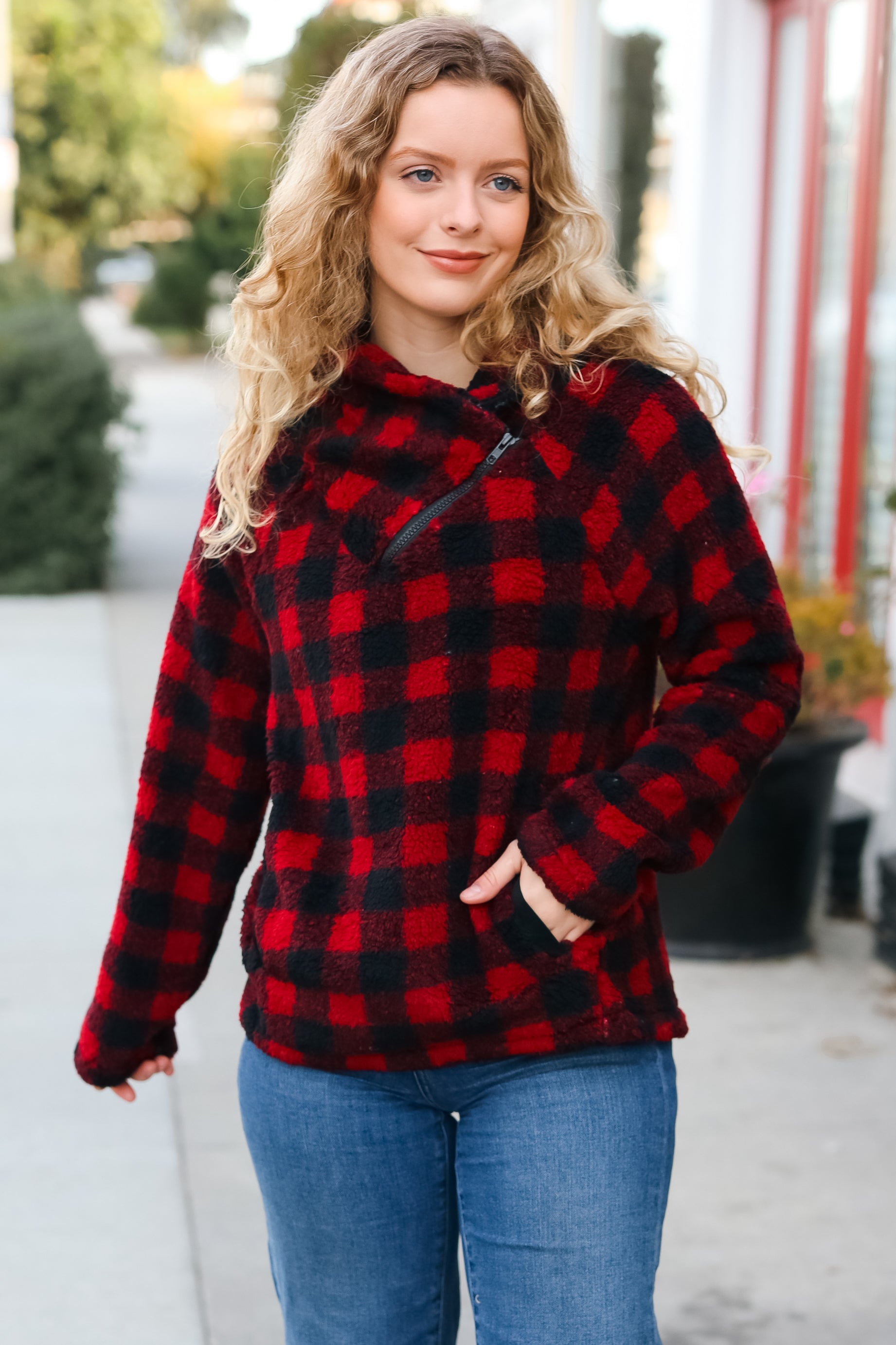 Turtleneck tartan deals asymmetrical sweatshirt